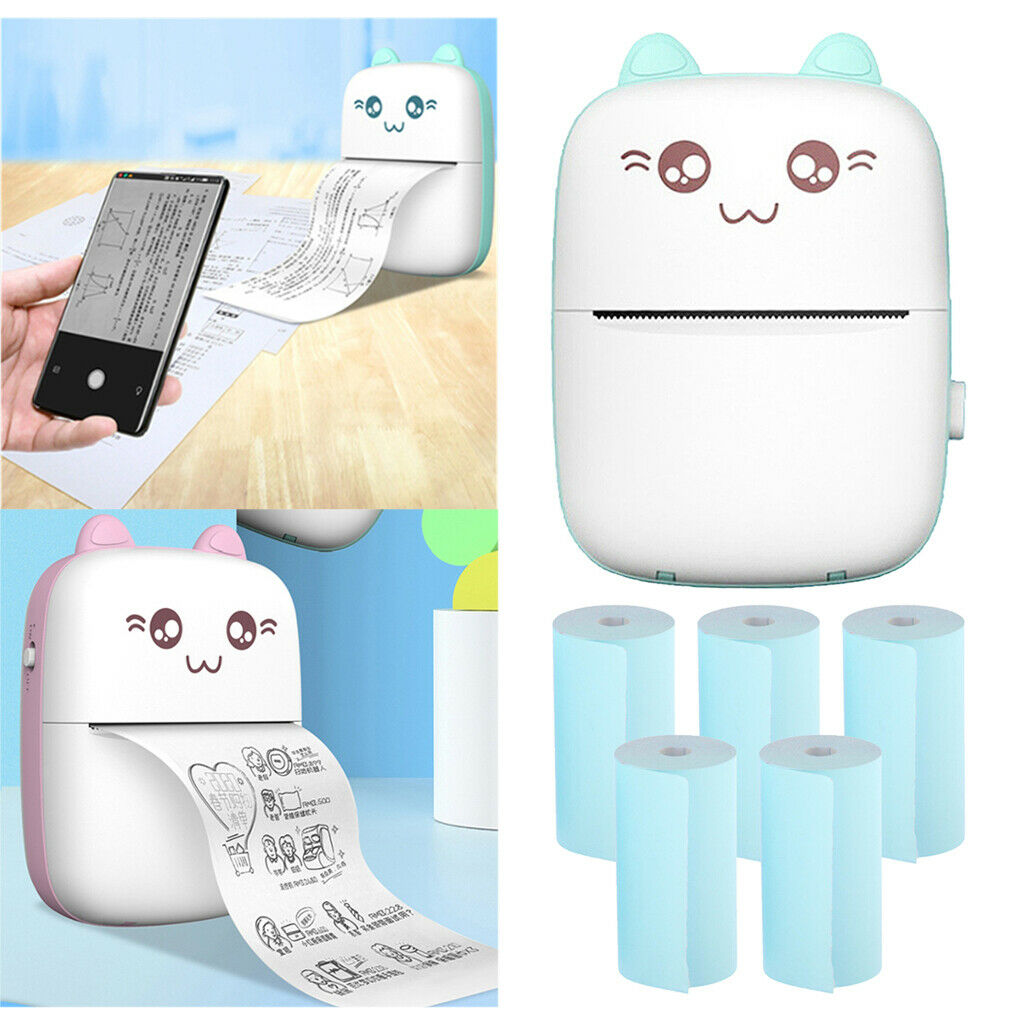 5-Rolls Color 57x30mm Thermal Printing Paper + Photo Pocket Printer Portable