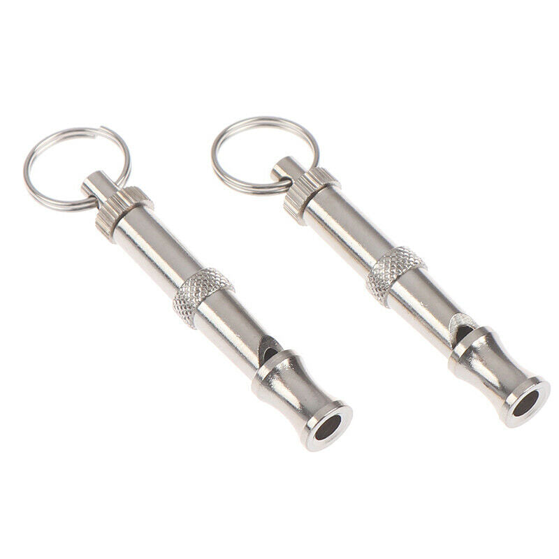 2 PCS SET  Pet Dog Training Whistle Dog Supplies SilverJ..l8