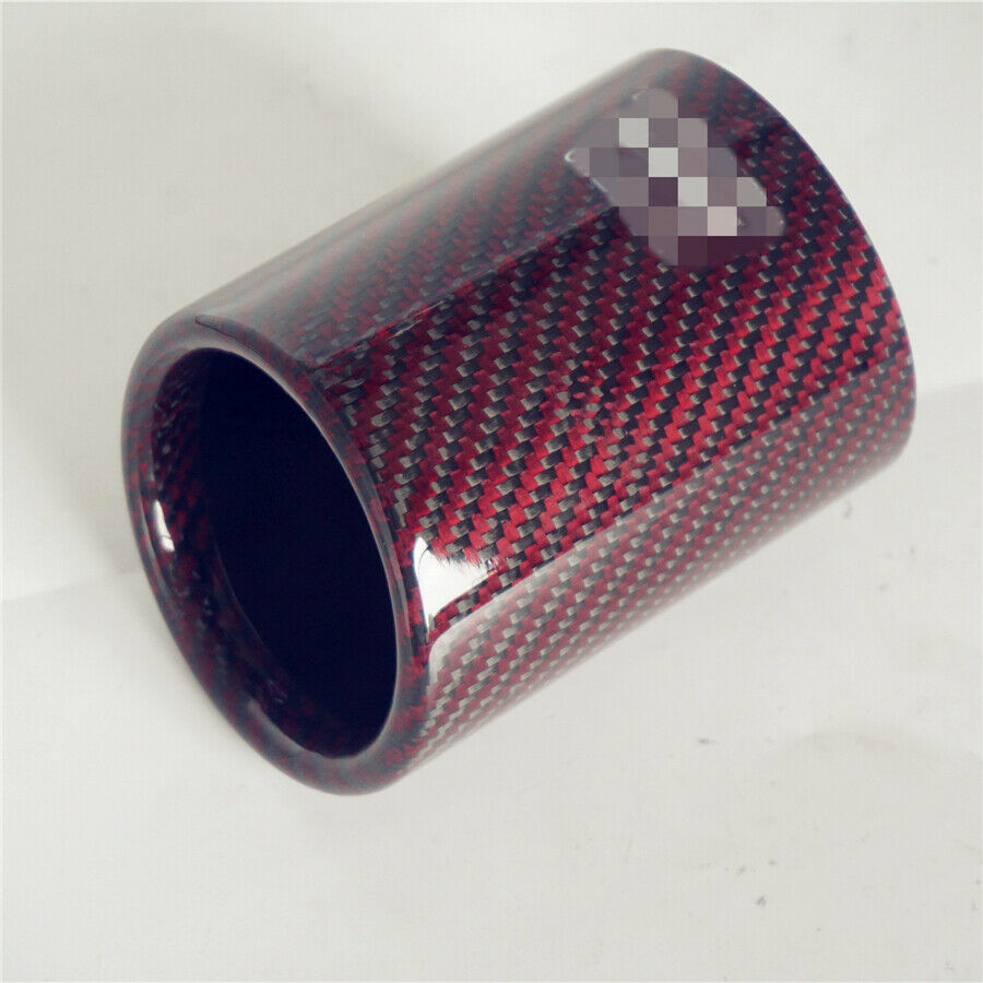 Car 101mm Universal Red Twill Carbon Fiber Cover Exhaust Muffler Pipe Tip case