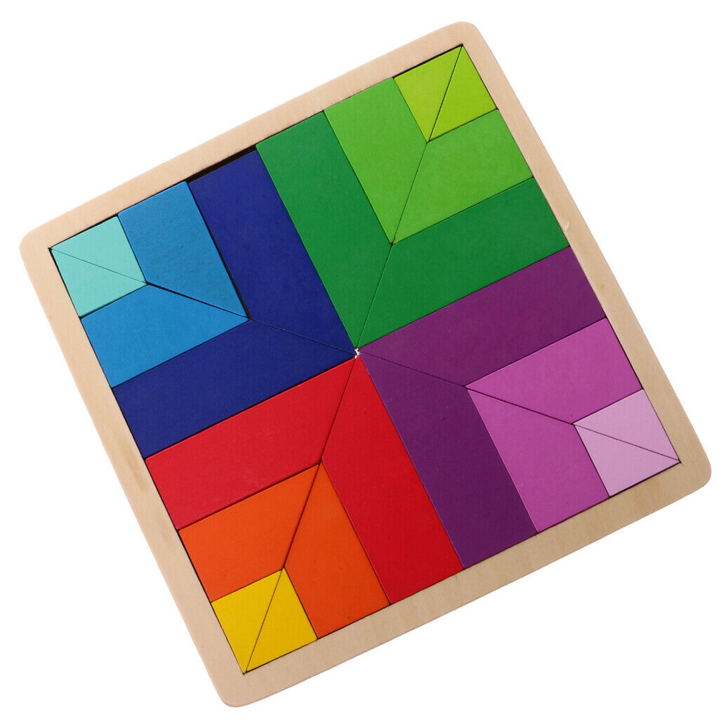 Children Colorful Wooden Puzzle Tangram Brain Teaser Game Children's Toys # 1