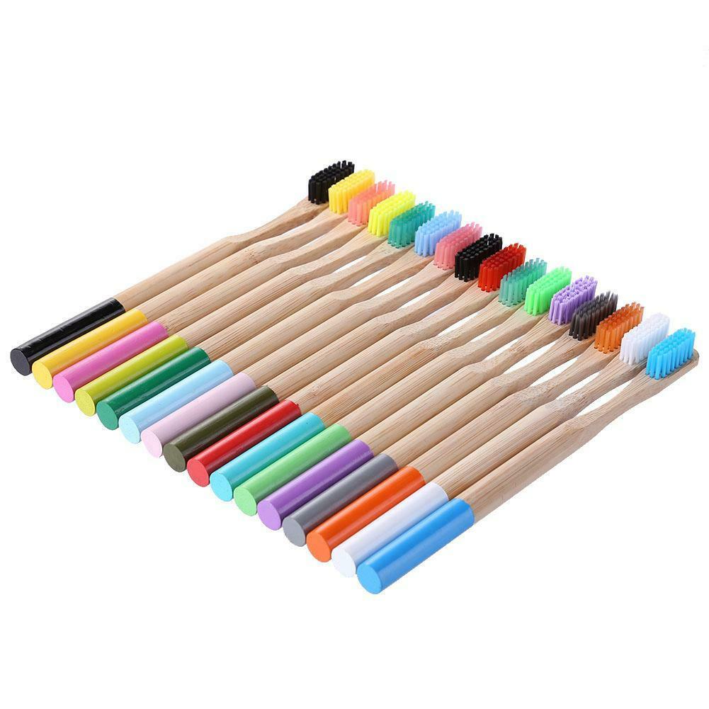16pcs Color Bamboo Toothbrush Soft Bristle Anti Bacterial Cleaning Teeth Brush