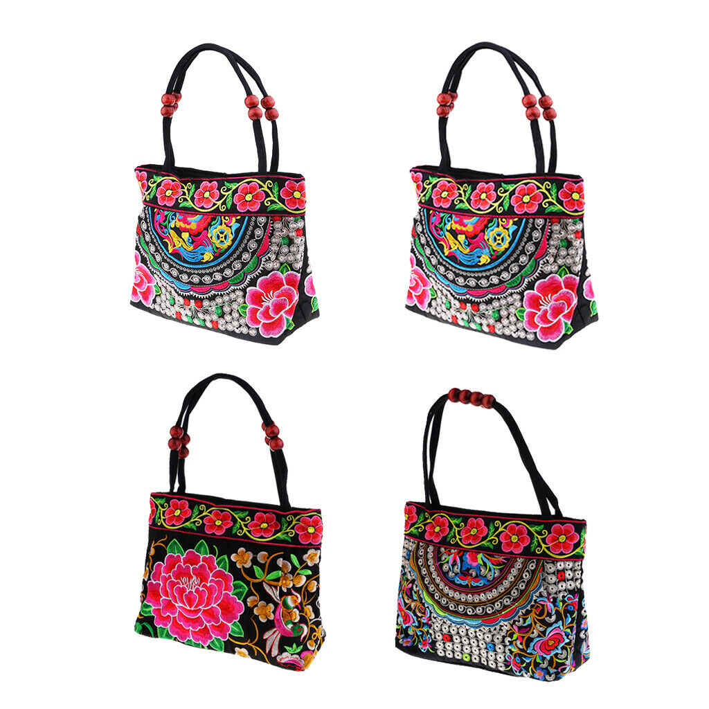 3x Boho Women Handbag Handmade Embroidered Tote Bag Handle Structured Beach Bag