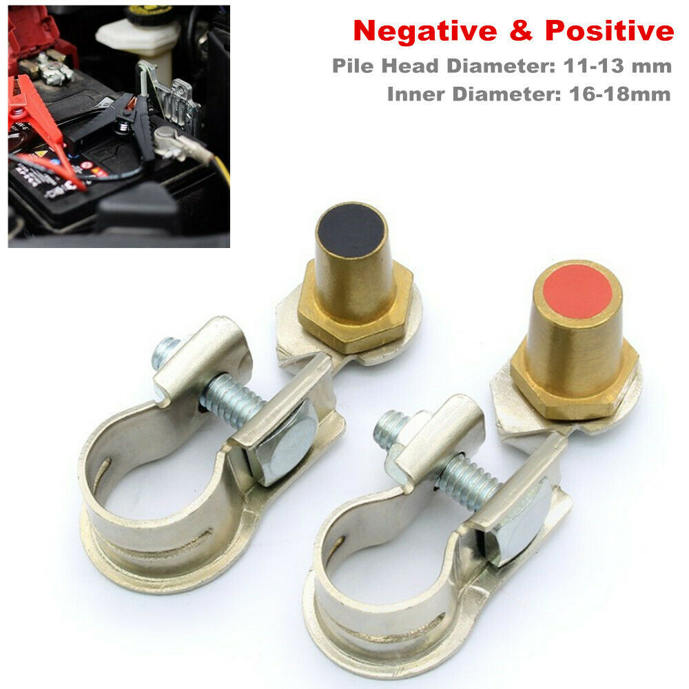 2PCS Car Battery Terminal Clamp Clips Connector Negative Positive with Pile Head