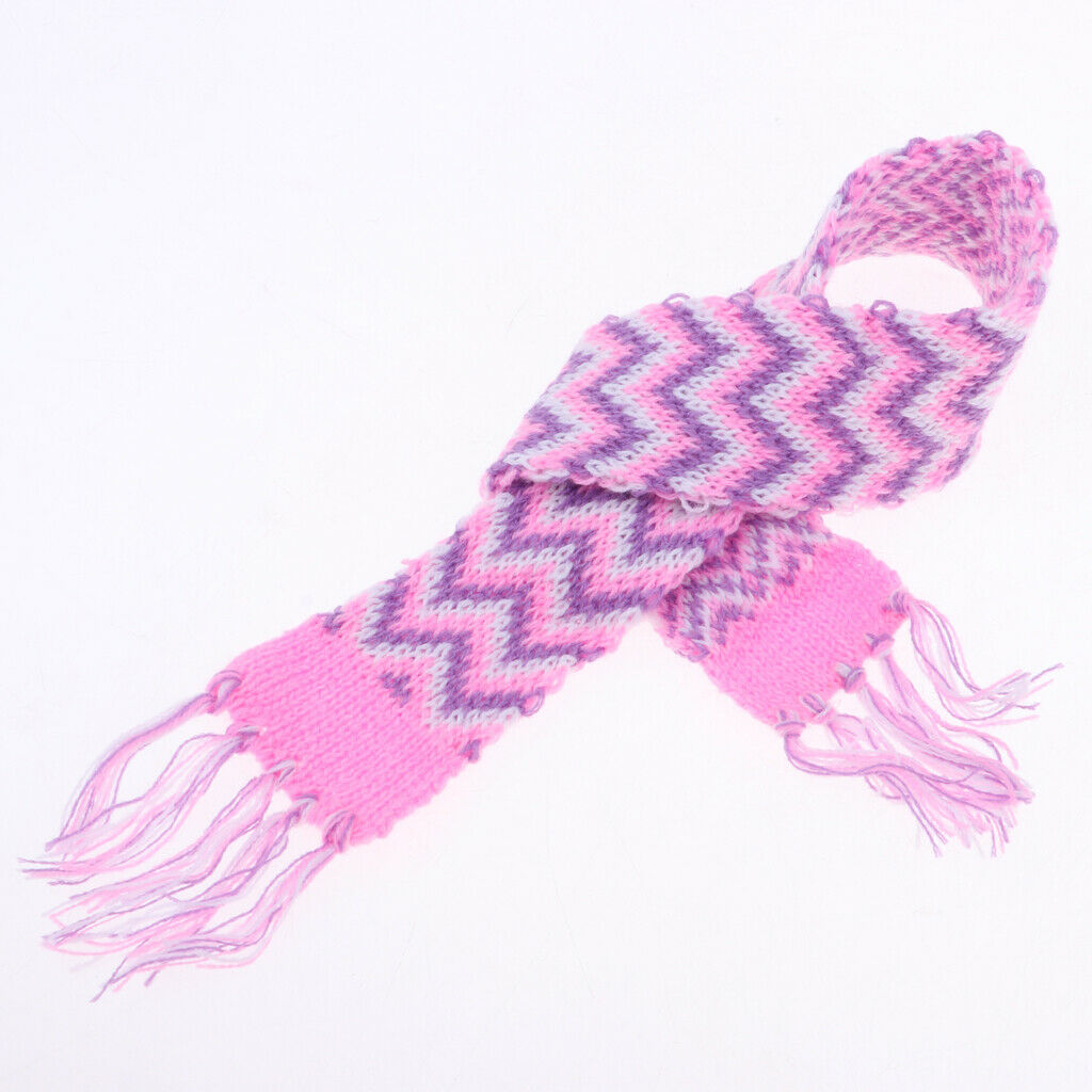 Lovely Hand Knitted Scarf with Striped Tassels for 18 Inch American Wrist AG