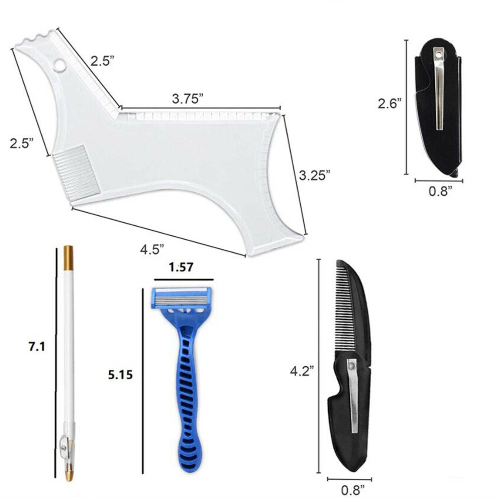 5 in 1 Beard Shaper Template Styling Comb Set for Perfect line up & Edging