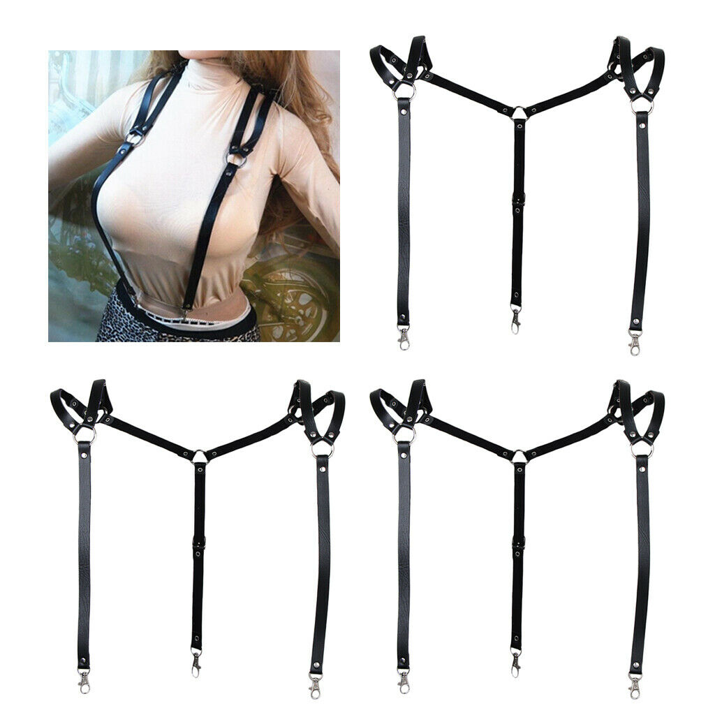 3 Men's Leatherette Suspenders Business Shirt