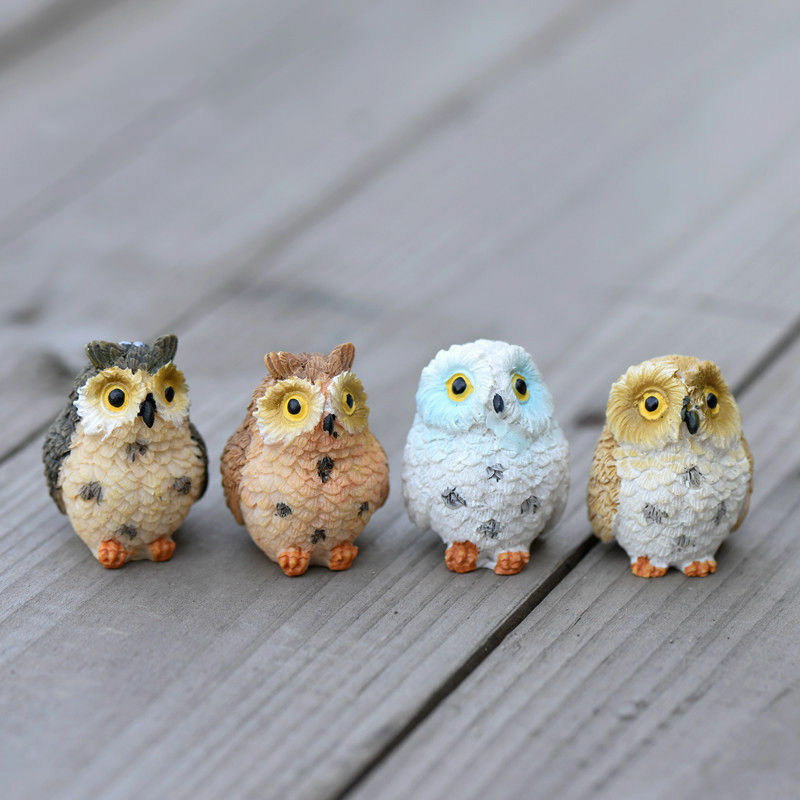 4XGarden Ornament Miniatur Eule Harz Figur Handwerk Töpfe Garten Decor OZBD