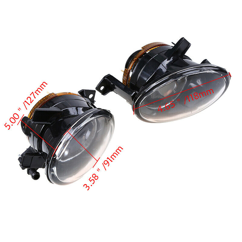 1Pair Fit VW Touareg 2010-2015 Front Bumper Fog Light Assembly Amber Lamp Bulb