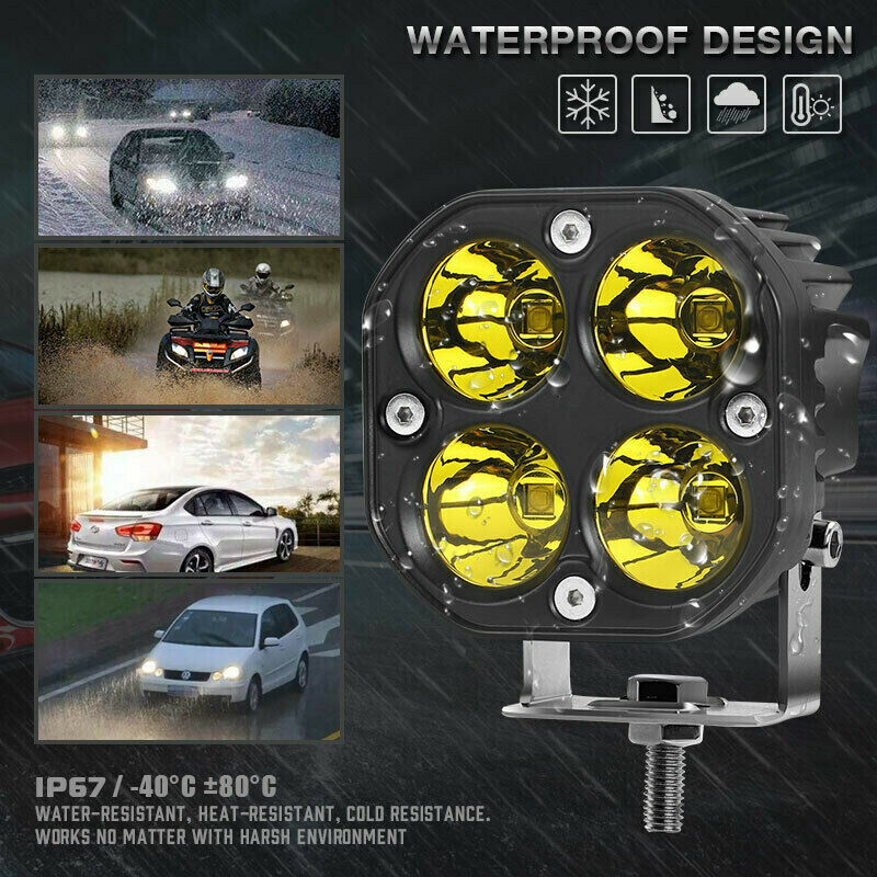 4Inch 40W Amber LED Work Light Bar Spot Pods Offroad 4WD SUV Driving Fog Lam Pb