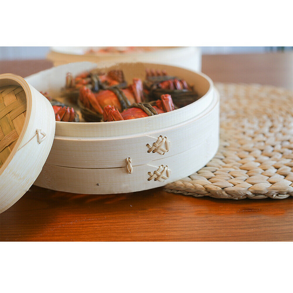 Bamboo Food Steamer Basket Case 4 Tier with Lid 3.9" Steamer Hand Woven