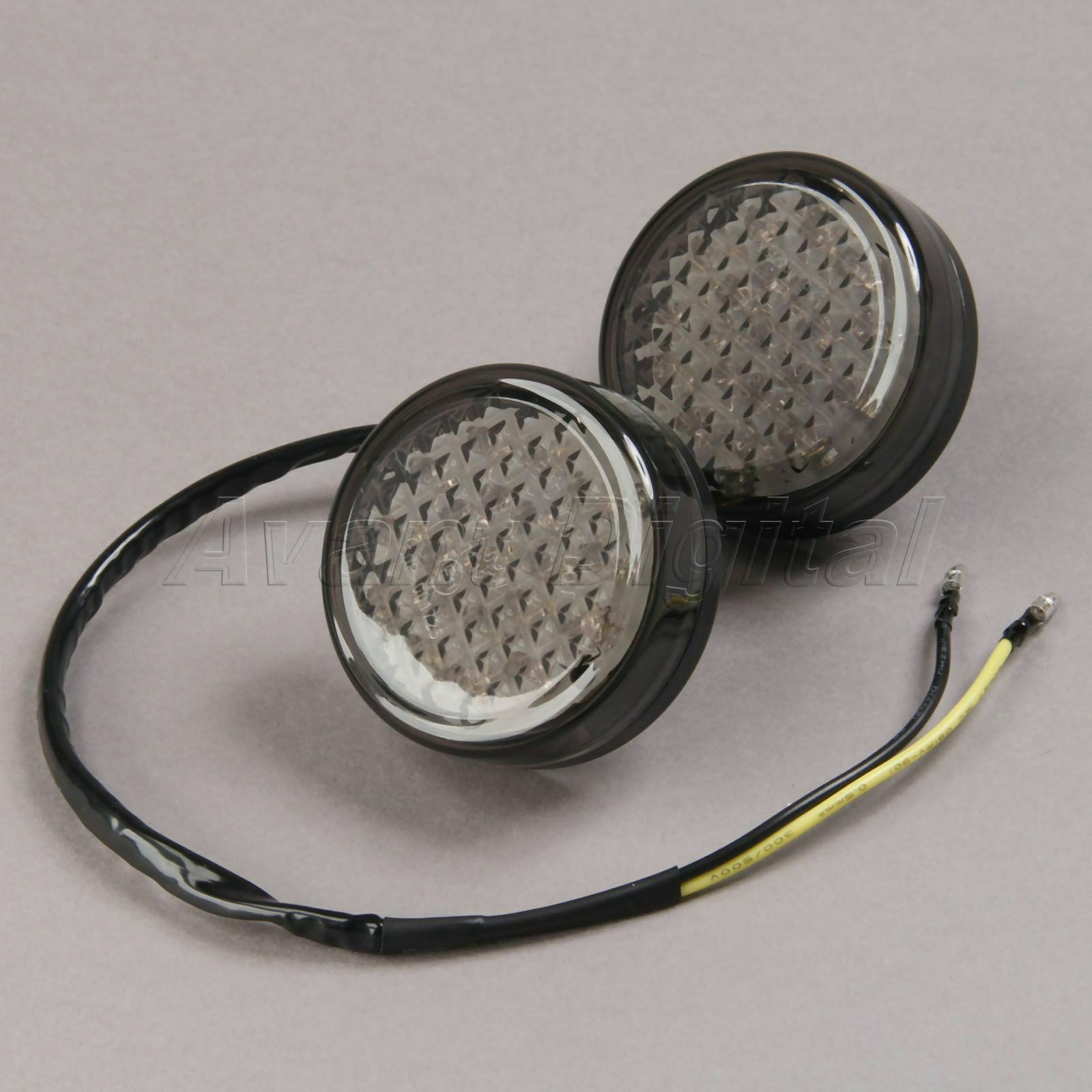 Black Lens 20 LED Motorcycle Round Black Shell Amber Turn Signal Light Indicator