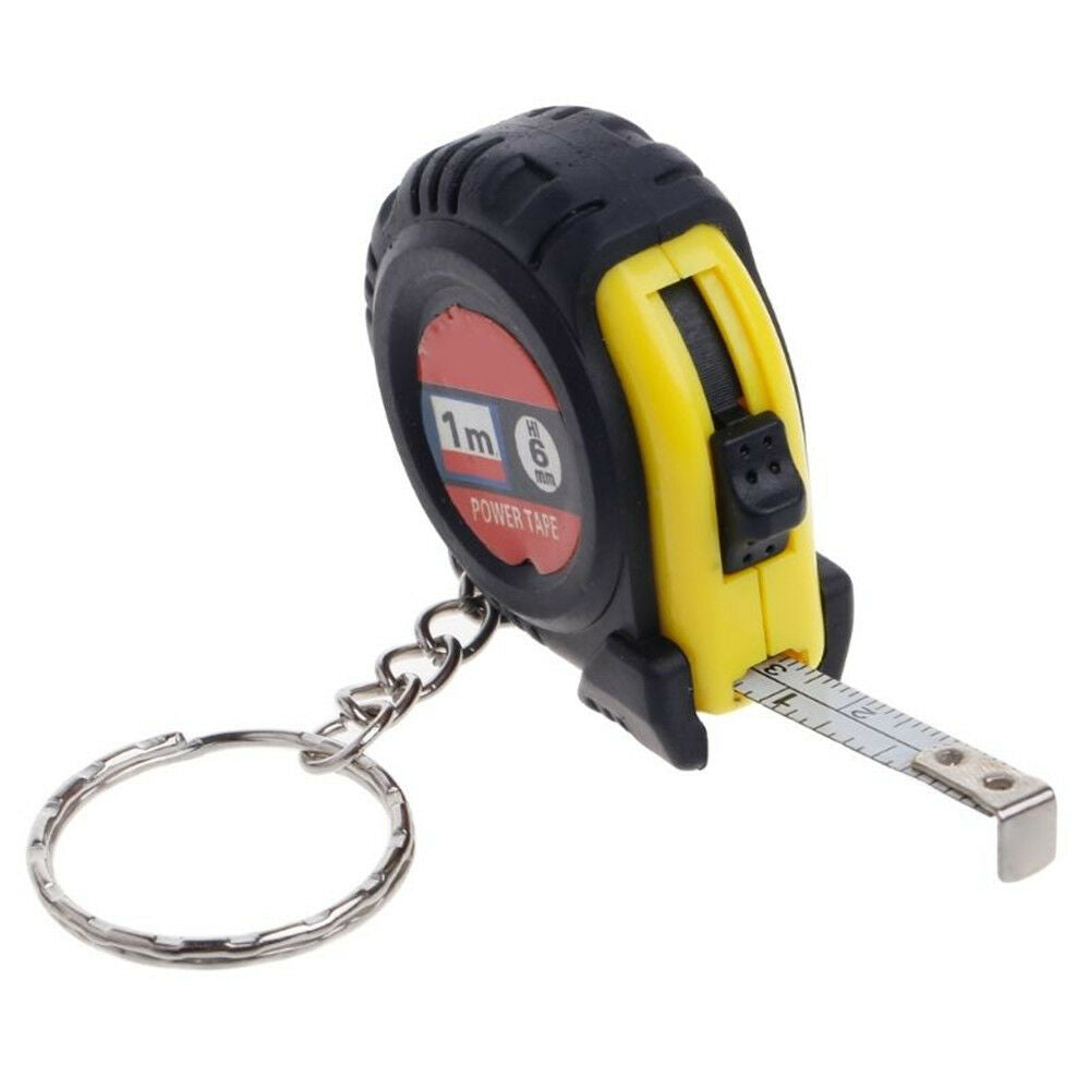 Mini 1m Retractable Tape Measure Keyring Key Chain Measuring Tool Lock Rubber