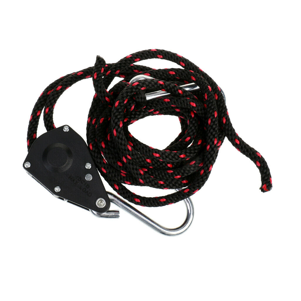 6mm x 2.5m Kayak Rope Ratchet Tie Down with Hooks Ratchet Strap Black