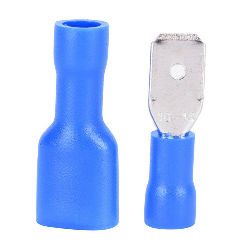 100x Female&Male Spade Insulated Connectors Crimps Electrical Wire Terminal Blue