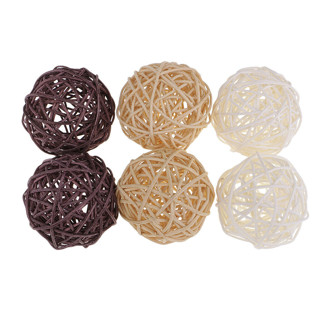 12Pieces 7cm Rattan Wicker Balls for Home Wedding Decor, Vase Fillers, Bird Toys