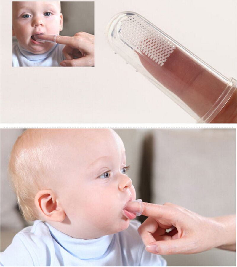 2Pcs Soft Safe Baby Silicone Finger Toothbrush Gum Brush For Clear Massag.l8