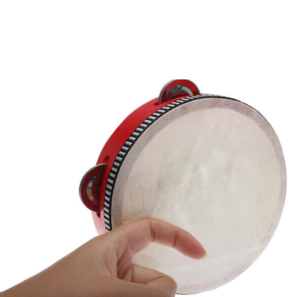Educational Red  Musical Tambourine Beat Instrument Hand Drum Children  @