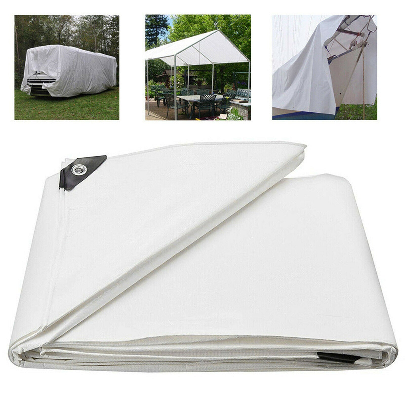 2x5m Heavy Duty White Waterproof Poly Tarp Cover Tarpaulin Professional
