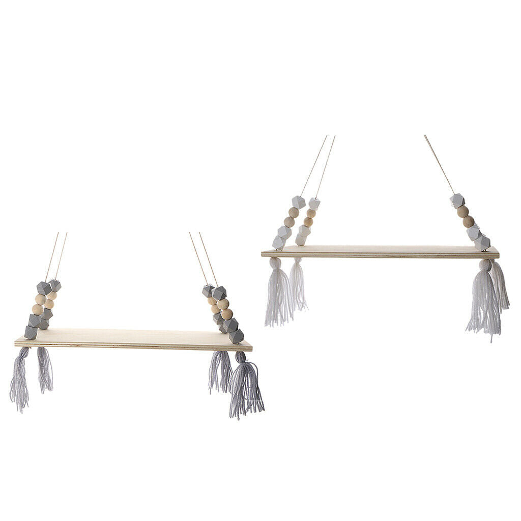 2pcs Entryway Wall Mounted Bracket Flower Vase Holder with Beads and Tassels