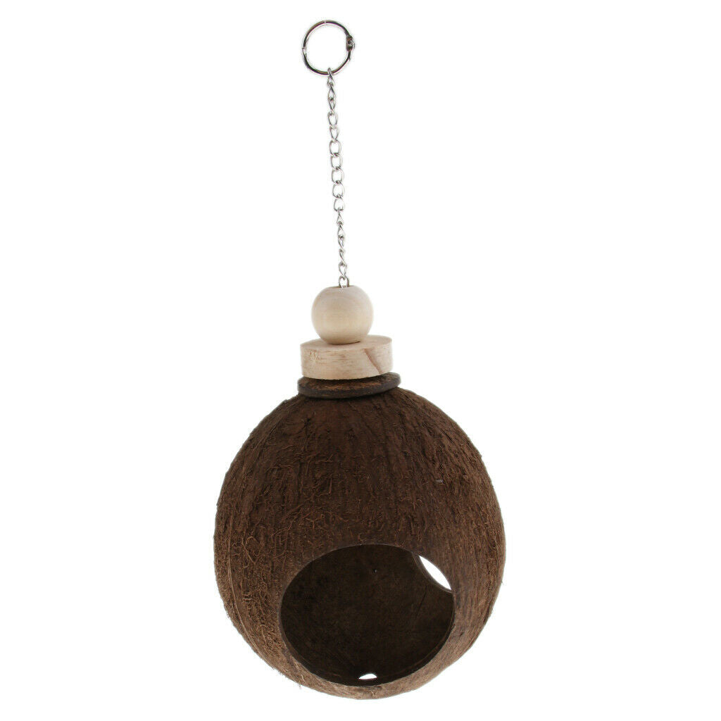 Coconut Shell Bird Nesting House Cage With Hanging Lanyard For Small Pet