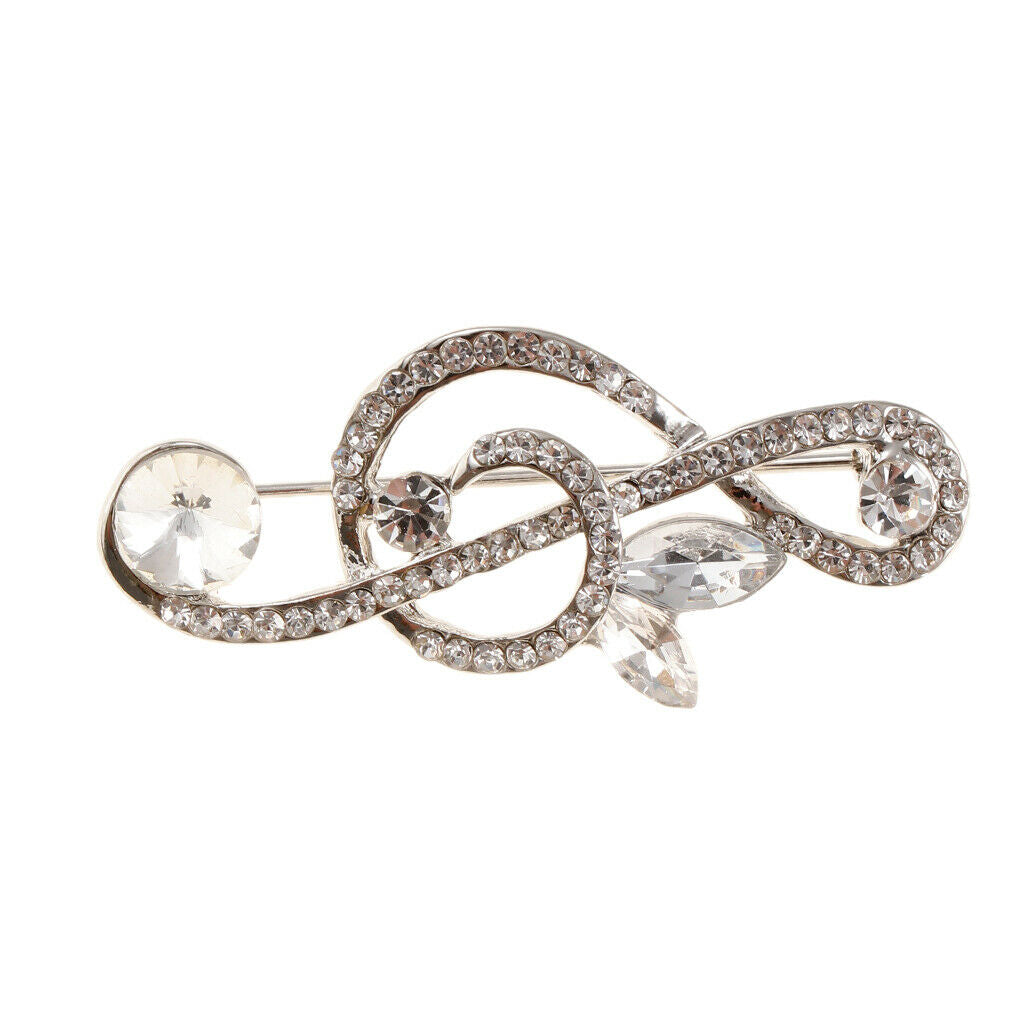 2PCS Music Shape Rhinestone Brooch Corsage Breastpin Pin For Music Lover