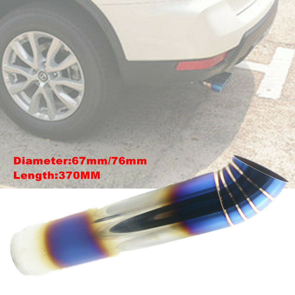 76mm-67mm Car Muffler Exhaust Pipe Tip Half Bend Stainless Chrome Baking Blue