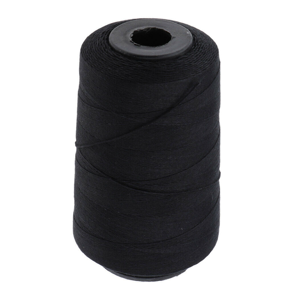 2 Rolls Black Cotton Thread Hand Sewing Weaving Tool For Hair Extensions Weft