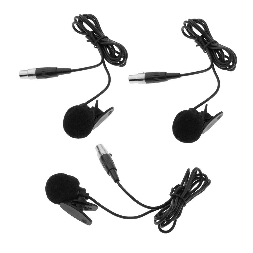 Set of 3 Professional 3 Pin Microphone Lapel Tie Clip for PC Transmitter