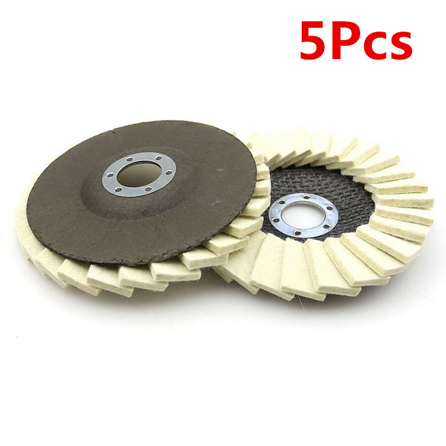 5pc Wool Felt Flap Buffing Polishing Wheel Disc Angle Grinder Polish Accessories
