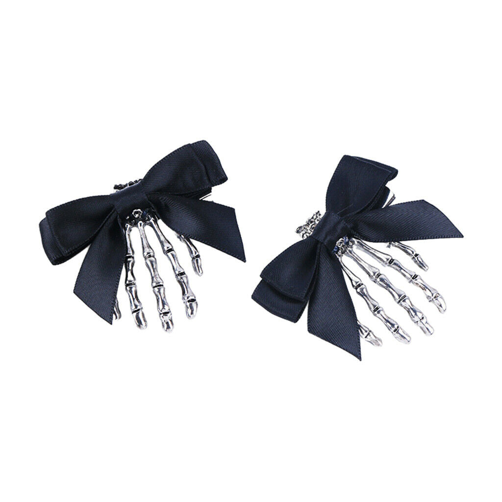2Pcs Halloween Skeleton Bone Claw Hair Clip Zombie Hand Hairpin for Girls
