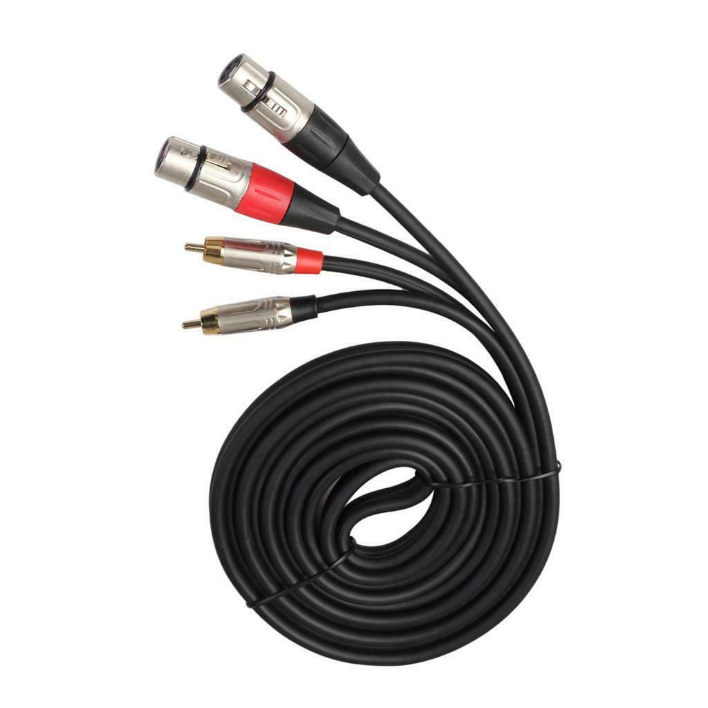 Dual Female to Dual RCA Male Signal Patch Cable Durable for Micophone 1.8m