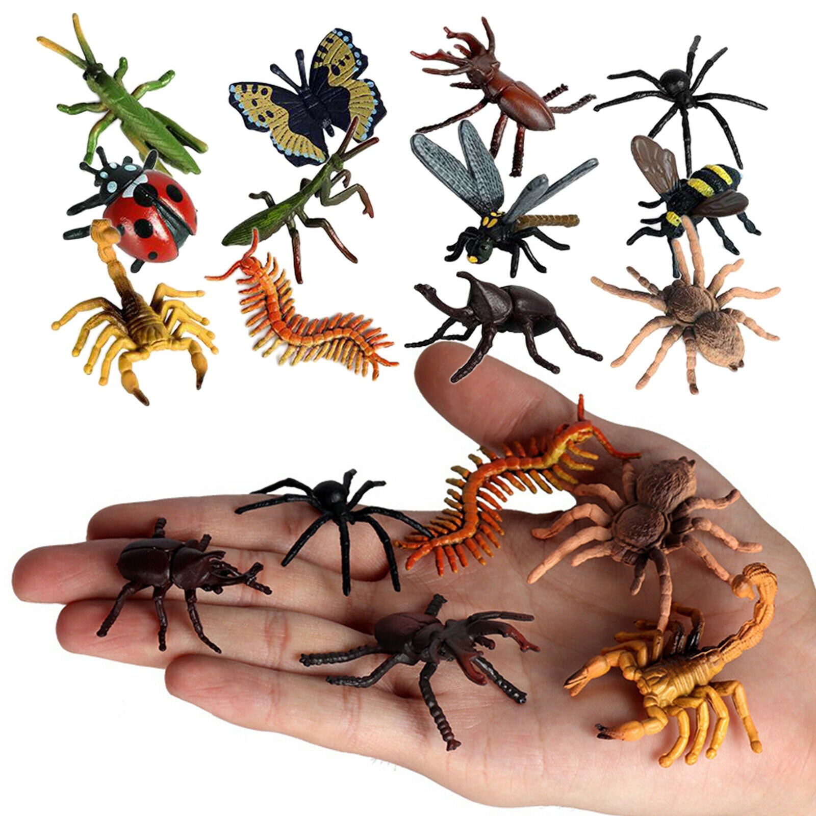 3X 12pcs Plastic Insect Figures Toys Bugs Mantis Scorpion Bee Jungle Decor