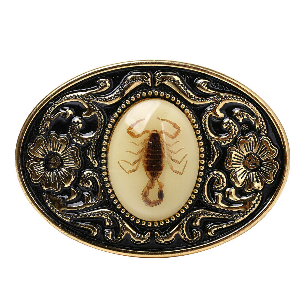 2 Pieces Mens Western Belt Buckle Luminous Stone Scorpion Animal Belt Buckle