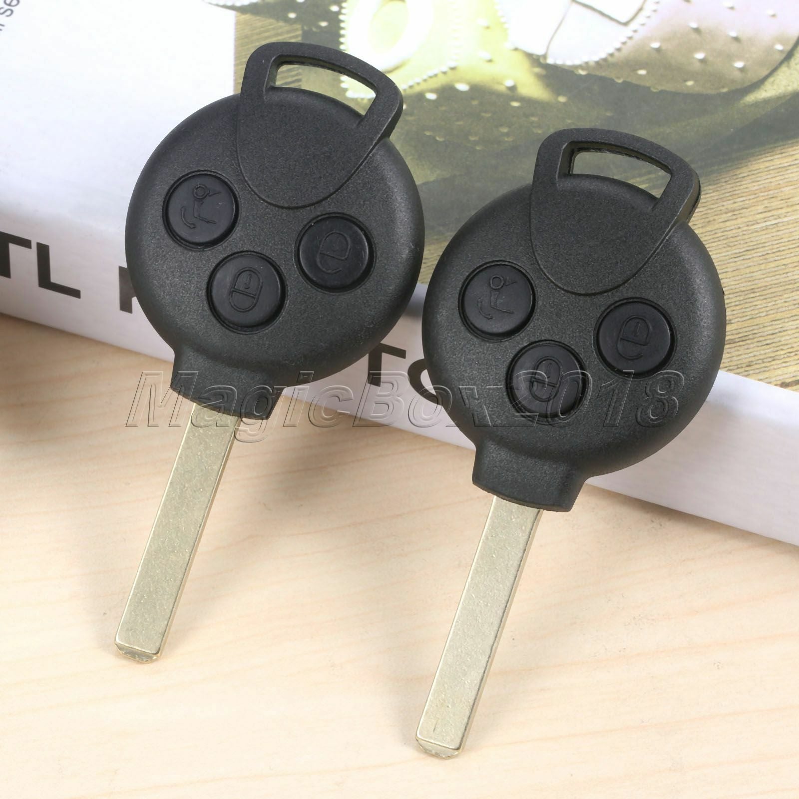 2X Remote Key Fob 3BTN ID46 Chip For Car 07â€“13 Mercedes-Benz Smart Fortwo 451