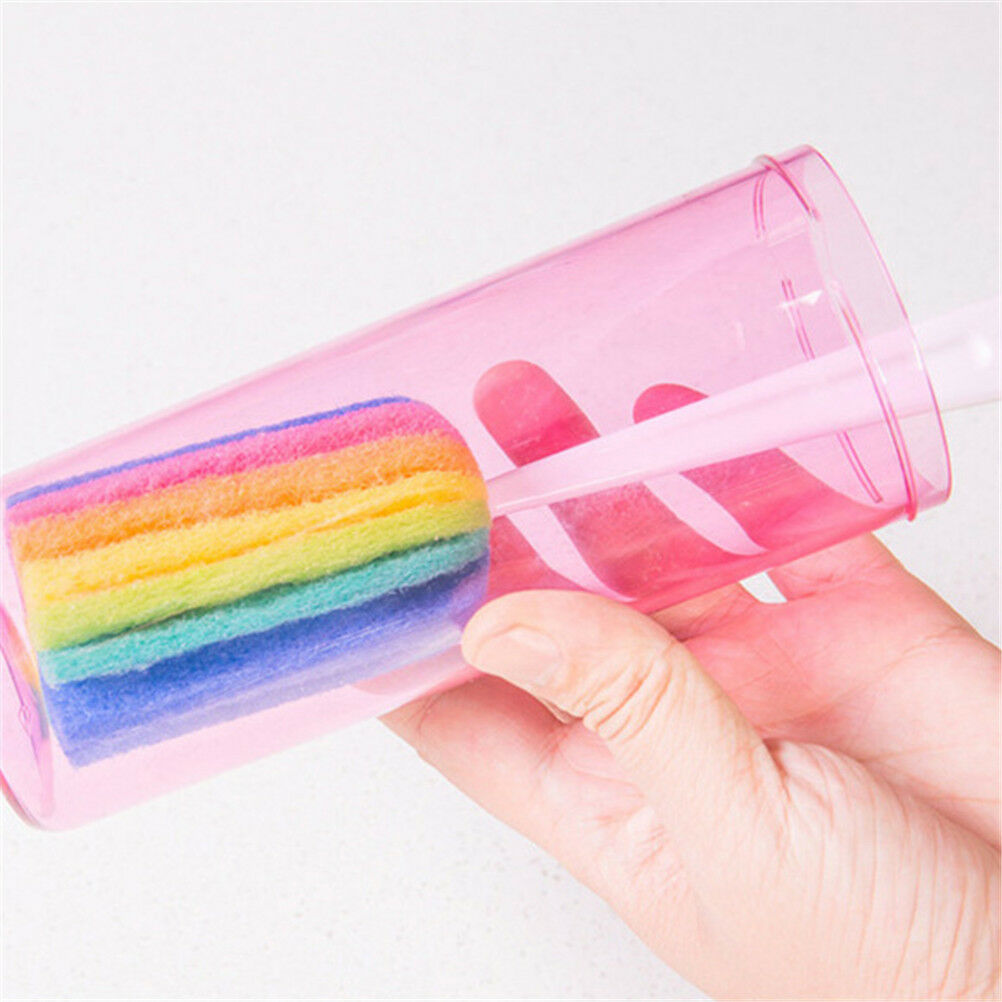 Rainbow Long Handle Easy Cup Brush Sponge Cleaner Cleaning Brush Bottle_Scr3 Tt