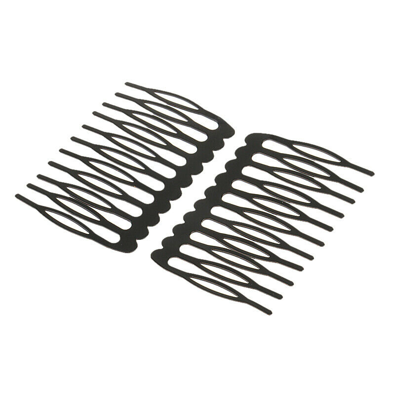Set of 10 plug-in comb hair accessories women, metal, black