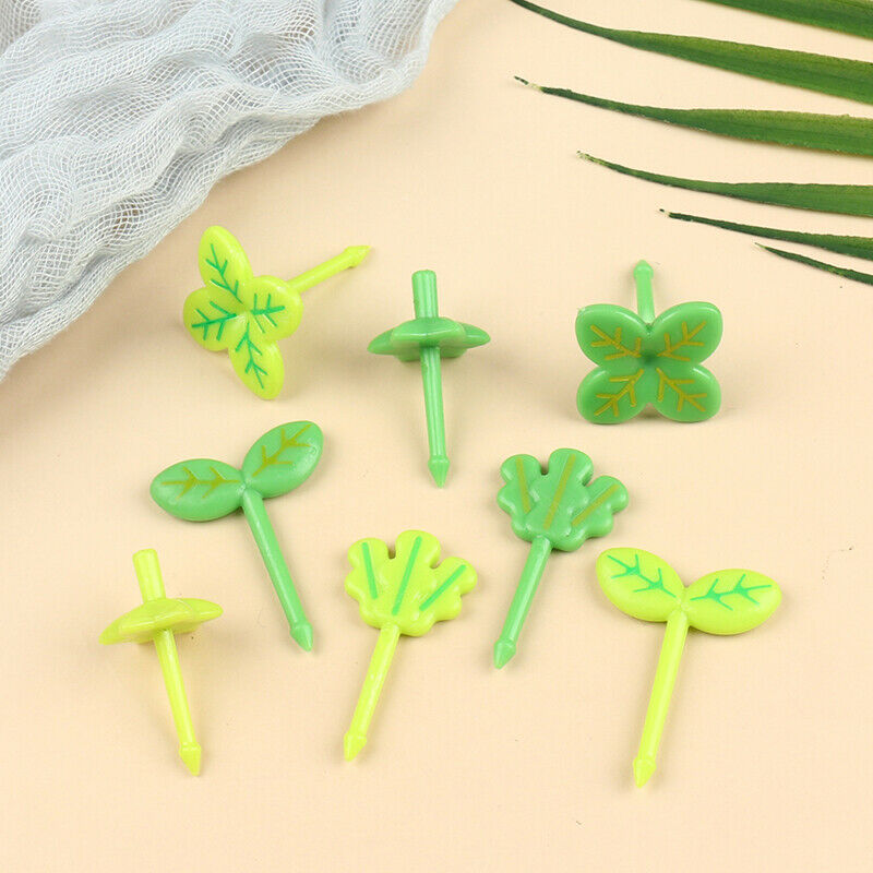 8pcs Fruit Fork Toothpick Leaves  Lunch Box Bento Salad Tiny Fork Cake Fo.l8