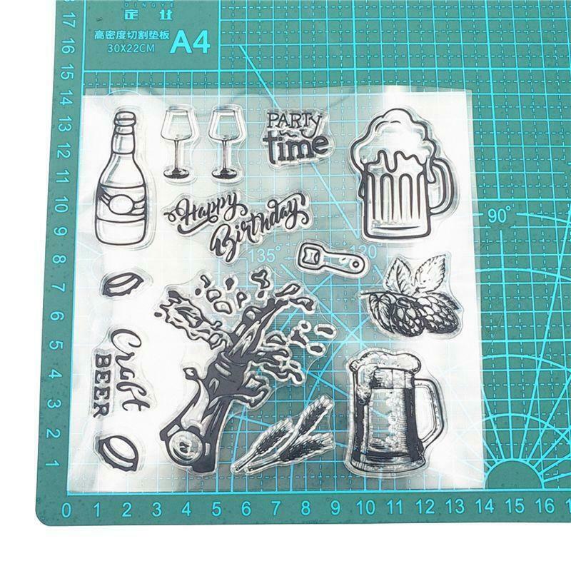 Champagne Beer Silicone Clear Seal Stamp DIY Scrapbooking Embossing Photo Album