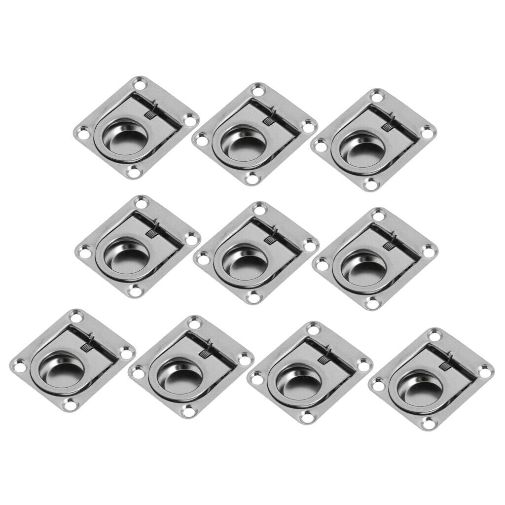 10x Marine Boat Deck Hatch Flush Ring Pull - Stainless Steel 43x 36mm