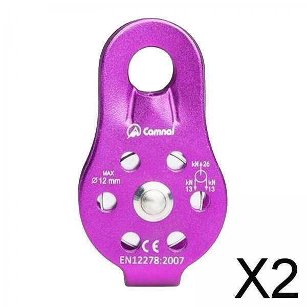 2X Outdoor Caving Lifting Rock Climbing Fixed Rope Pulley Equipment 26KN Purple