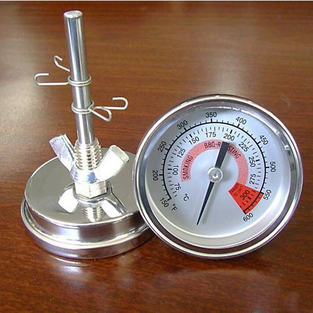 Grill Smoker  Barbecue Thermometer Temperature Gauge With Dual Gage