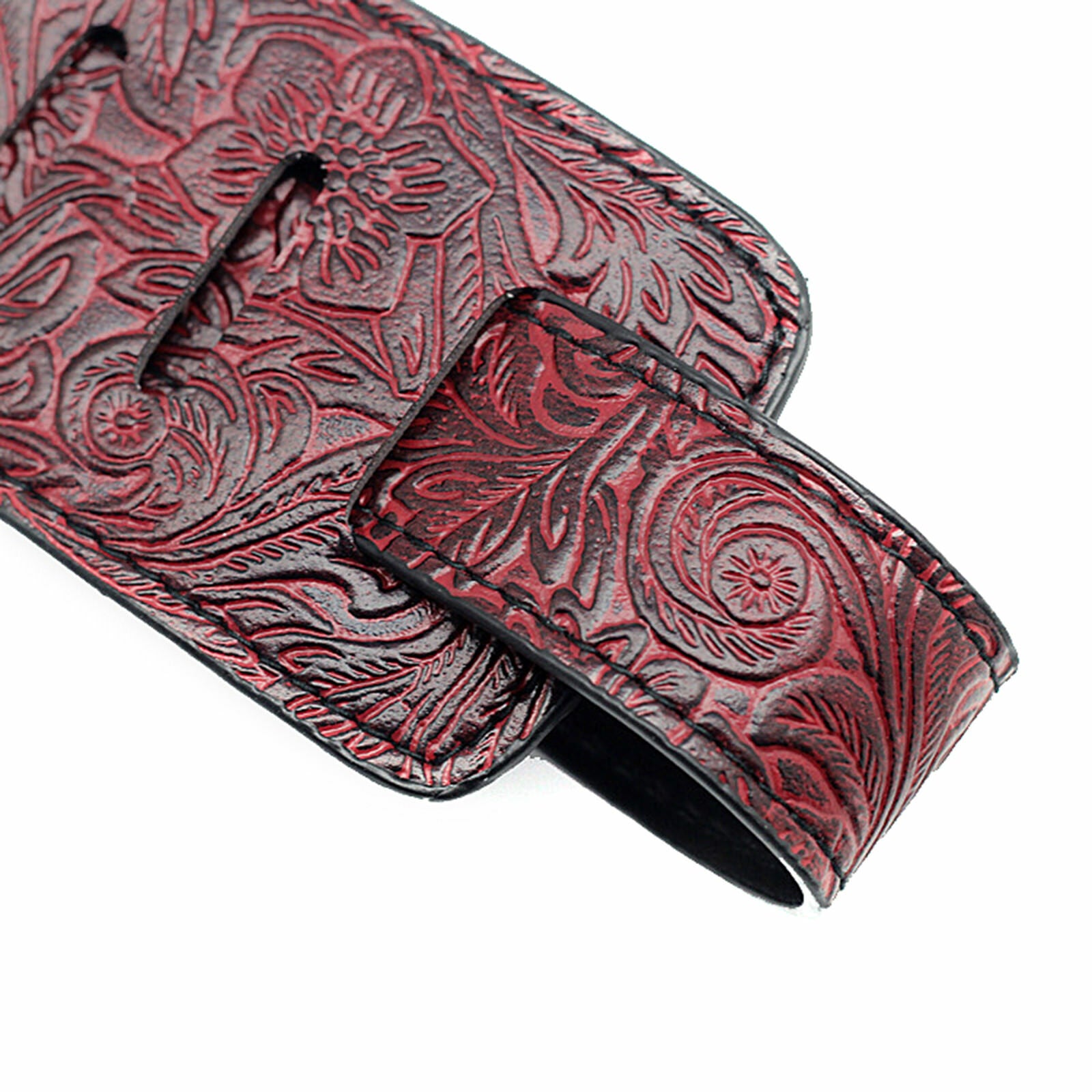 Pu Leather Guitar Strap Embossed for Acoustic Electric Bass Guitar Adjustable