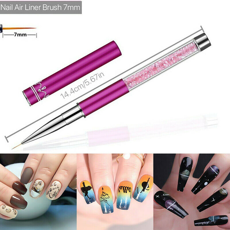3Pcs Nail Art Liner Brush Pen Drawing Handle Salon Nylon Hair Brushes Tool