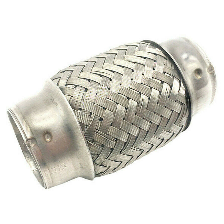 Exhaust Flex Pipe Stainless Steel Double Braid 1.5" x 4" Long For Car SUV Sliver