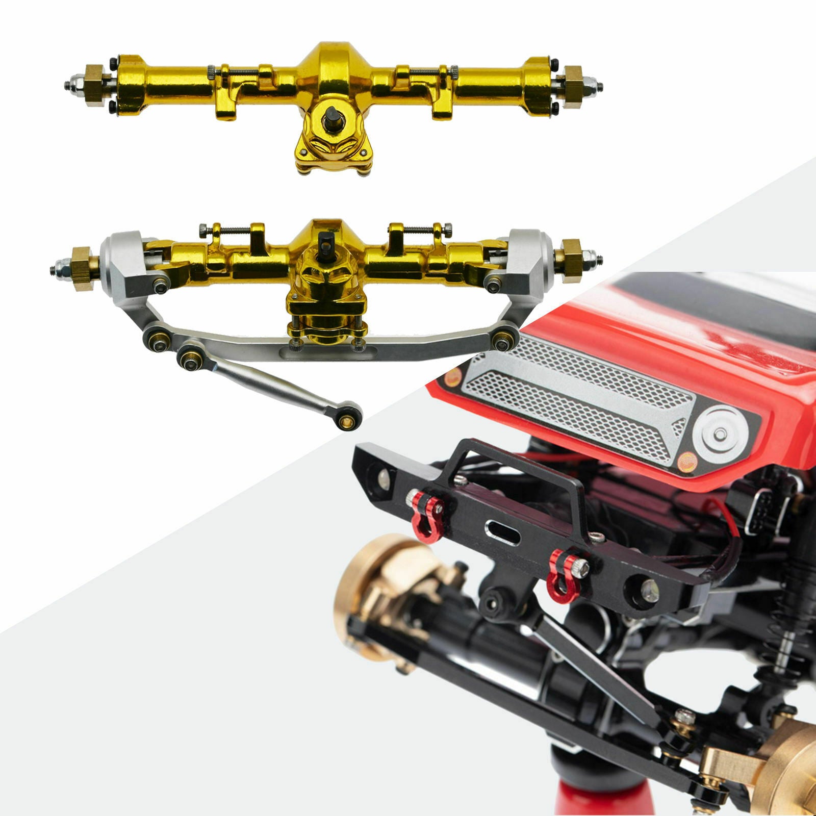 2x Metal Front and Rear Axle Set for Axial SCX24 AXI90081 Buggy DIY Accs