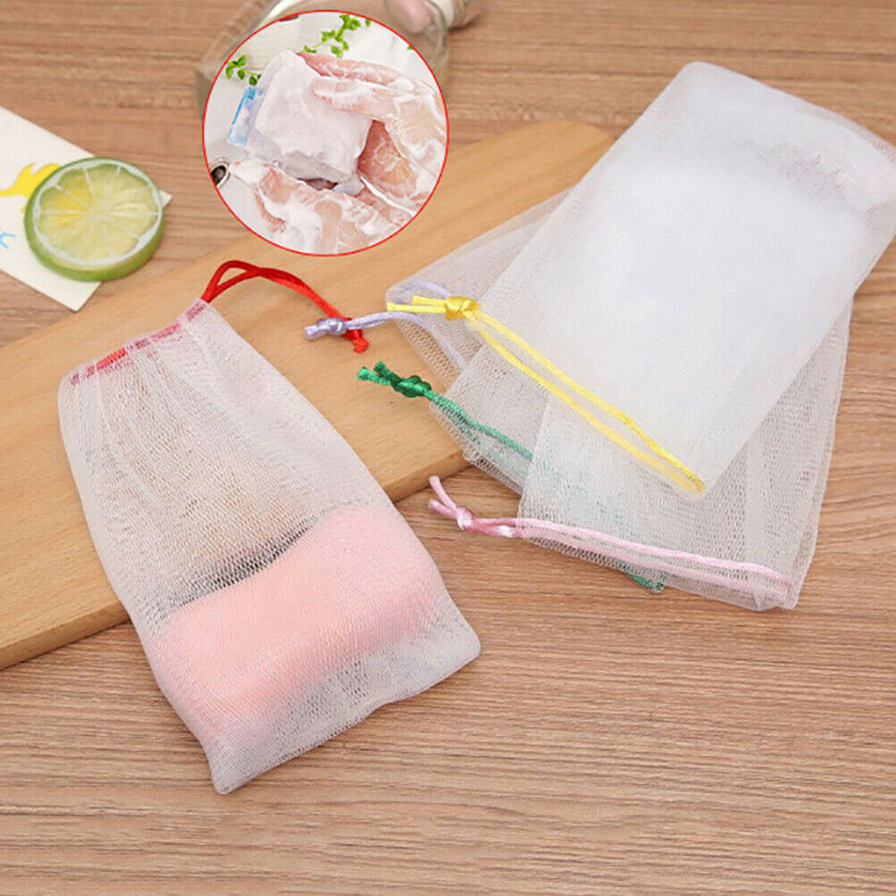 5*Soap Foaming Net Saver Bag Suds Bubbles Maker Skin Care Bath Easy Bubbl.l8