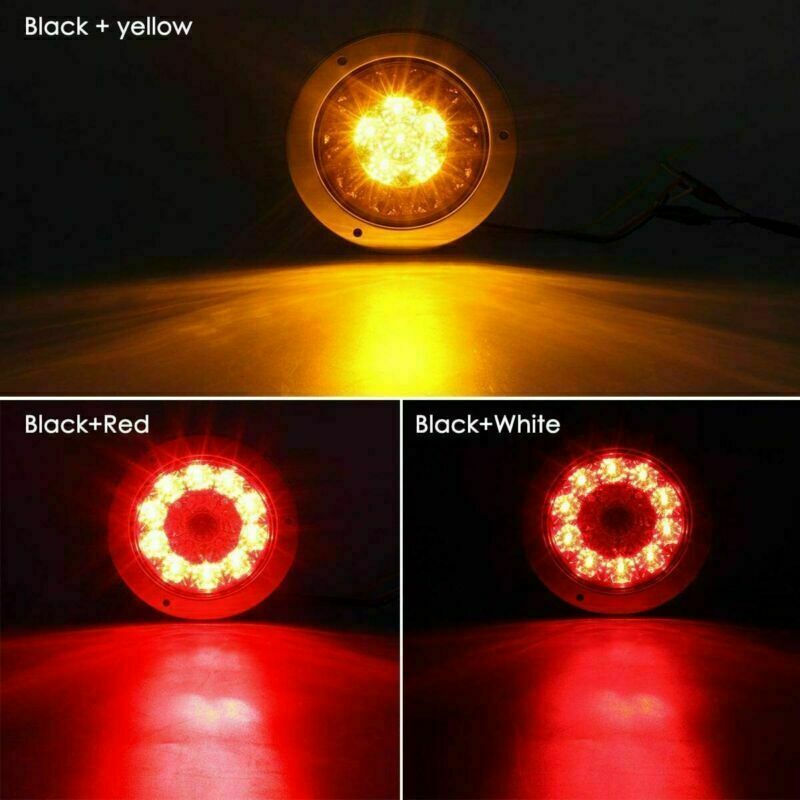 2x 4" 16 LED Round Truck Trailer RV Brake Stop Turn Tail Signal Light Red Amber