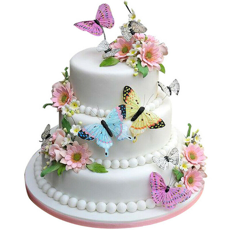 42pcs Mixed Butterfly Edible Glutinous Wafer Rice Paper Cake Cupcake Topp.l8