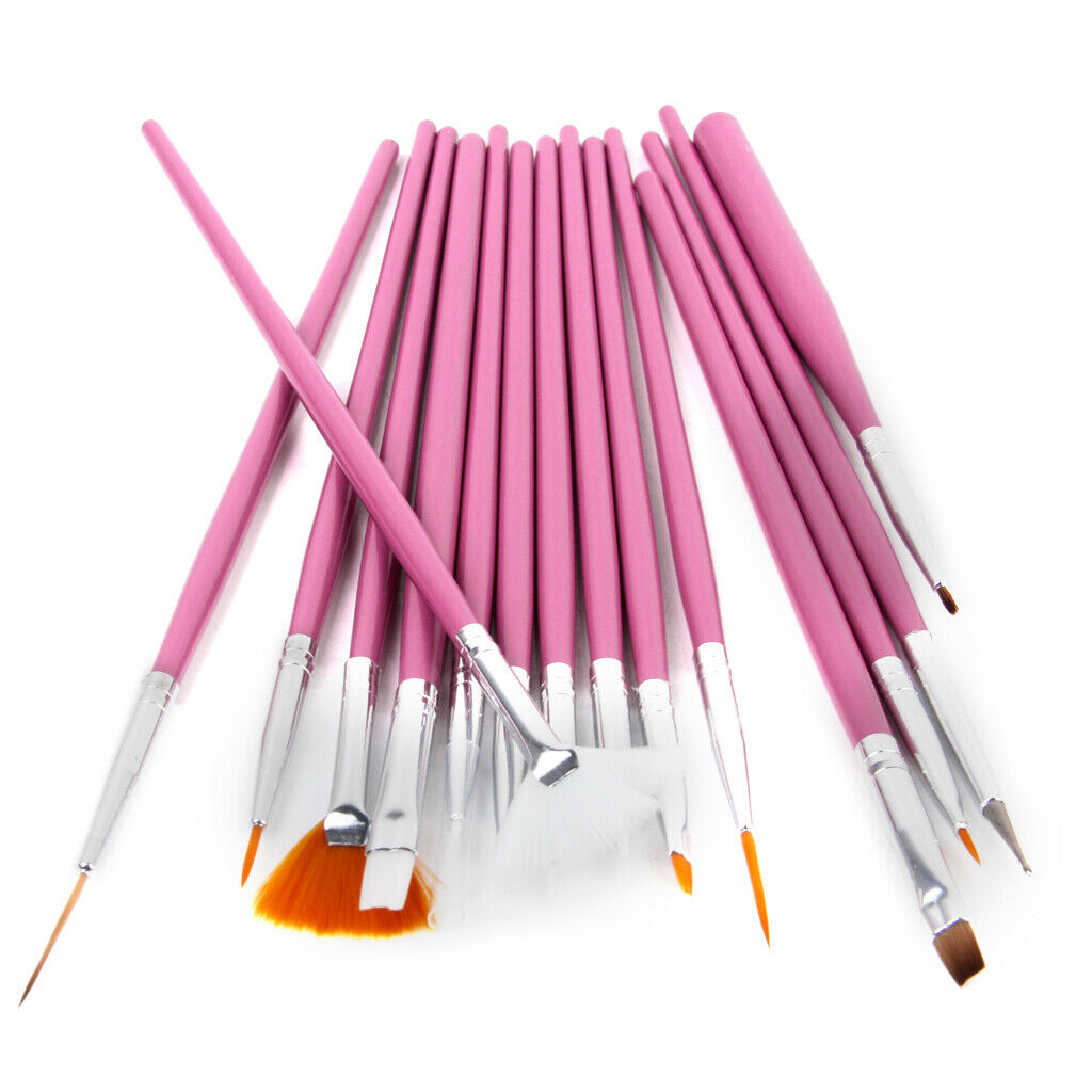 15pcs Nail Art Design Painting Drawing Painting Pen Brush Tool Set - Pink