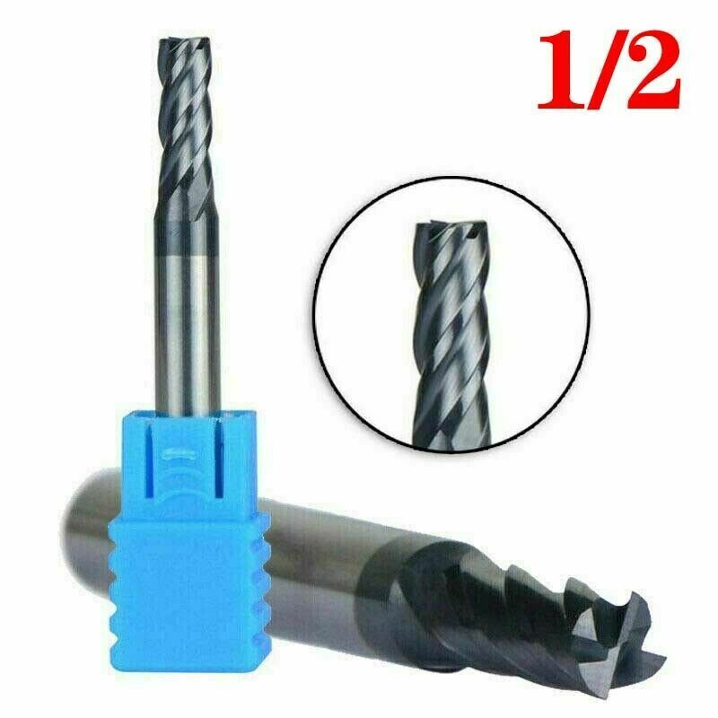 1/2" Carbide Square End Mill, HRC45° Single End 4 Flute AlTiN Coating Mill Bits